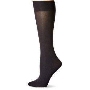HUE Women's Soft Opaque Knee High, Black, Size 2 (Plus)